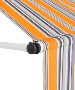 vidaXL Manual Retractable Awning 200 cm Yellow and Blue Stripes