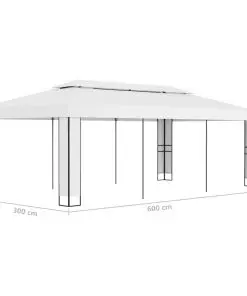 vidaXL Gazebo with Double Roof 3×6 m White
