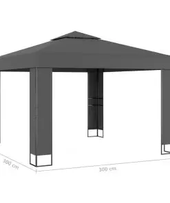vidaXL Gazebo with Double Roof 3×3 m Anthracite