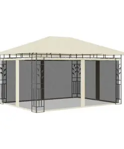 vidaXL Gazebo with Mosquito Net 4x3x2.73 m Cream 180 g/m²