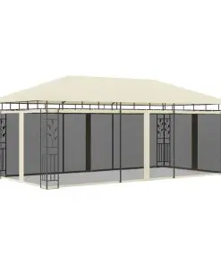 vidaXL Gazebo with Mosquito Net 6x3x2.73 m Cream