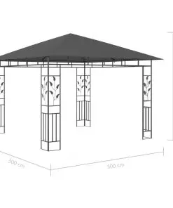 vidaXL Gazebo with Mosquito Net 3x3x2.73 m Anthracite 180 g/m²
