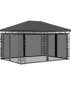 vidaXL Gazebo with Mosquito Net 4x3x2.73 m Anthracite 180 g/m²