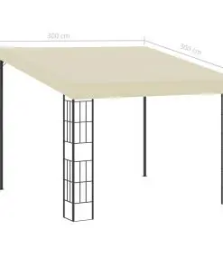 vidaXL Wall-mounted Gazebo 3×3 m Cream Fabric