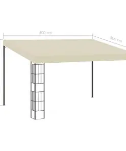 vidaXL Wall-mounted Gazebo 3×4 m Cream Fabric