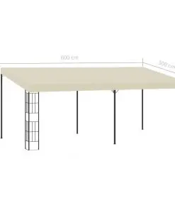 vidaXL Wall-mounted Gazebo 3×6 m Cream Fabric