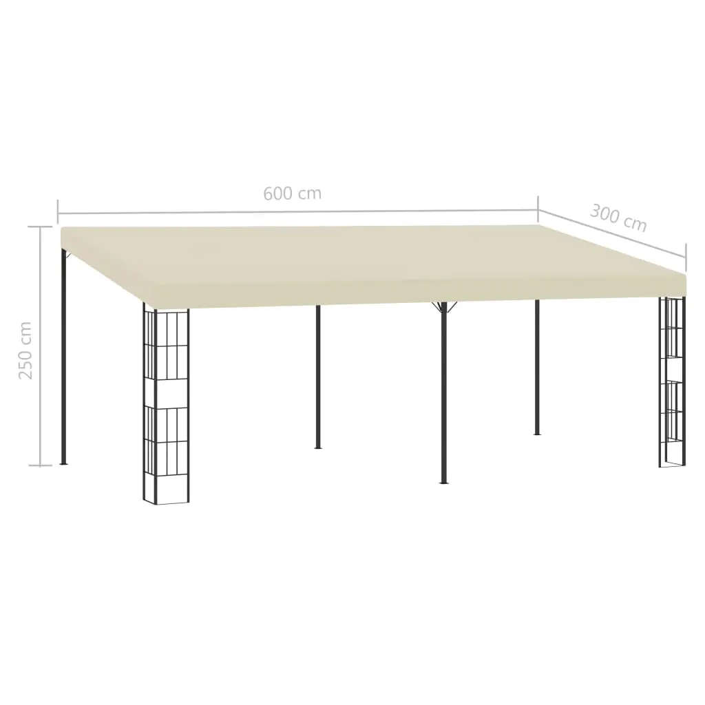vidaXL Wall-mounted Gazebo 3×6 m Cream Fabric