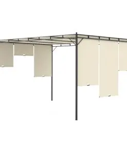 vidaXL Garden Gazebo with Side Curtain 4x3x2.25 m Cream