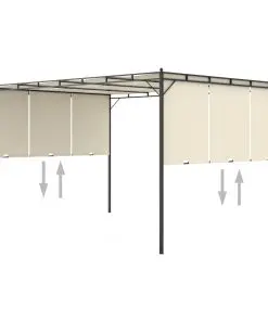 vidaXL Garden Gazebo with Side Curtain 4x3x2.25 m Cream