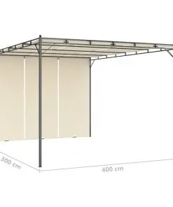 vidaXL Garden Gazebo with Side Curtain 4x3x2.25 m Cream