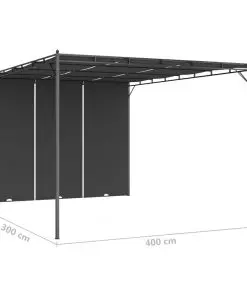 vidaXL Garden Gazebo with Side Curtain 4x3x2.25 m Anthracite