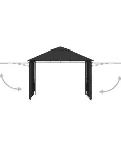 vidaXL Gazebo with Double Extending Roofs 3x3x2.75 m Anthracite 180g/m²