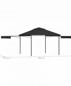 vidaXL Gazebo with Double Extending Roofs 3x3x2.75 m Anthracite 180g/m²