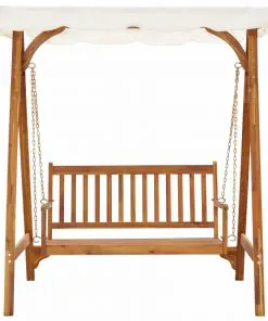 vidaXL Garden Swing Bench with Canopy Solid Acacia Wood