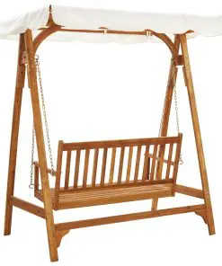 vidaXL Garden Swing Bench with Canopy Solid Acacia Wood