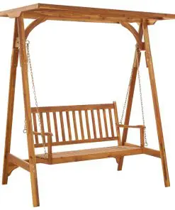 vidaXL Garden Swing Bench with Canopy Solid Acacia Wood