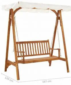 vidaXL Garden Swing Bench with Canopy Solid Acacia Wood