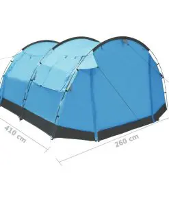 vidaXL Tunnel Camping Tent 4 Person Blue