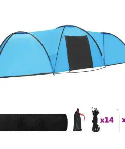 vidaXL Camping Igloo Tent 650x240x190 cm 8 Person Blue