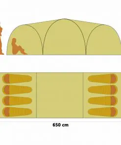 vidaXL Camping Igloo Tent 650x240x190 cm 8 Person Blue