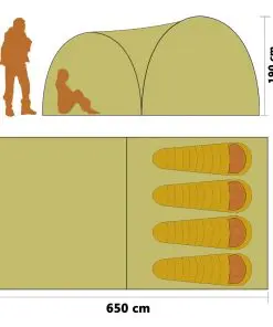 vidaXL Camping Igloo Tent 450x240x190 cm 4 Person Blue