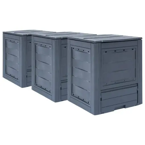 vidaXL Garden Composters 3 pcs Grey 60x60x73 cm 780 L