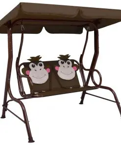idaXL Kids Swing Bench Brown 115x75x110 cm Fabric