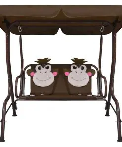idaXL Kids Swing Bench Brown 115x75x110 cm Fabric