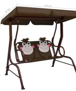 idaXL Kids Swing Bench Brown 115x75x110 cm Fabric