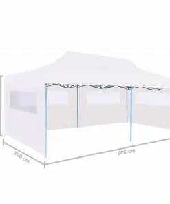 vidaXL Folding Pop-up Partytent with Sidewalls 3×6 m Steel White
