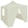 vidaXL Professional Folding Party Tent with 4 Sidewalls 2×2 m Steel Cream