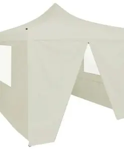 vidaXL Professional Folding Party Tent with 4 Sidewalls 2×2 m Steel Cream