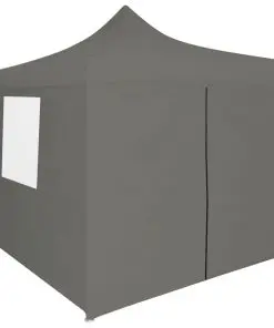 vidaXL Professional Folding Party Tent with 4 Sidewalls 2×2 m Steel Anthracite