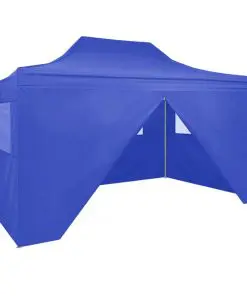 vidaXL Professional Folding Party Tent with 4 Sidewalls 3×4 m Steel Blue