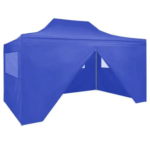 vidaXL Professional Folding Party Tent with 4 Sidewalls 3×4 m Steel Blue