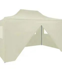vidaXL Professional Folding Party Tent with 4 Sidewalls 3×4 m Steel Cream