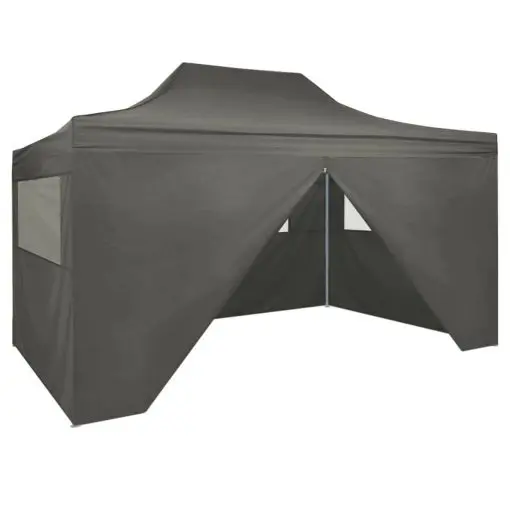 vidaXL Professional Folding Party Tent with 4 Sidewalls 3×4 m Steel Anthracite