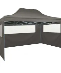 vidaXL Professional Folding Party Tent with 4 Sidewalls 3×4 m Steel Anthracite