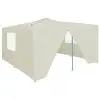vidaXL Folding Gazebo with 4 Sidewalls 5×5 m Cream