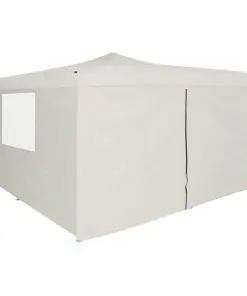 vidaXL Folding Gazebo with 4 Sidewalls 5×5 m Cream