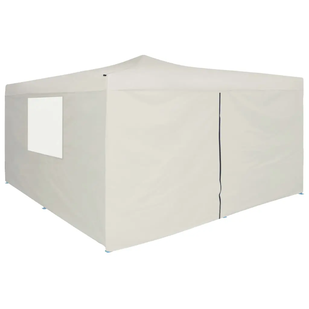 vidaXL Folding Gazebo with 4 Sidewalls 5×5 m Cream