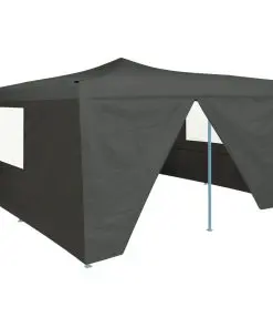 vidaXL Folding Gazebo with 4 Sidewalls 5×5 m Anthracite