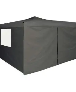 vidaXL Folding Gazebo with 4 Sidewalls 5×5 m Anthracite