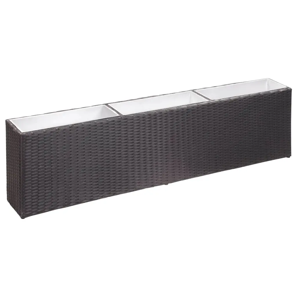 vidaXL Garden Raised Bed with 3 Pots 150x20x40 cm Poly Rattan Black