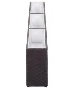 vidaXL Garden Raised Bed with 3 Pots 150x20x40 cm Poly Rattan Black