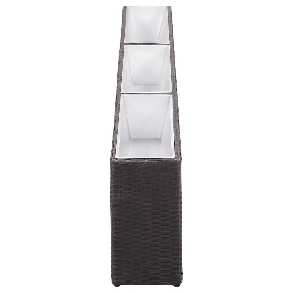 vidaXL Garden Raised Bed with 3 Pots 150x20x40 cm Poly Rattan Black