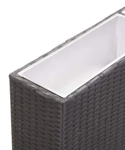 vidaXL Garden Raised Bed with 3 Pots 150x20x40 cm Poly Rattan Black