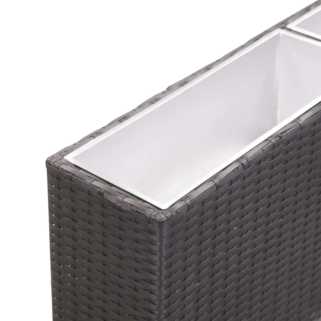 vidaXL Garden Raised Bed with 3 Pots 150x20x40 cm Poly Rattan Black