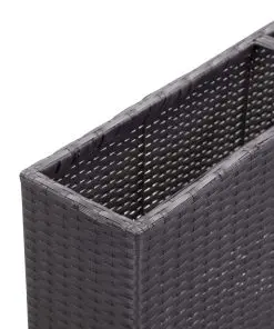 vidaXL Garden Raised Bed with 3 Pots 150x20x40 cm Poly Rattan Black