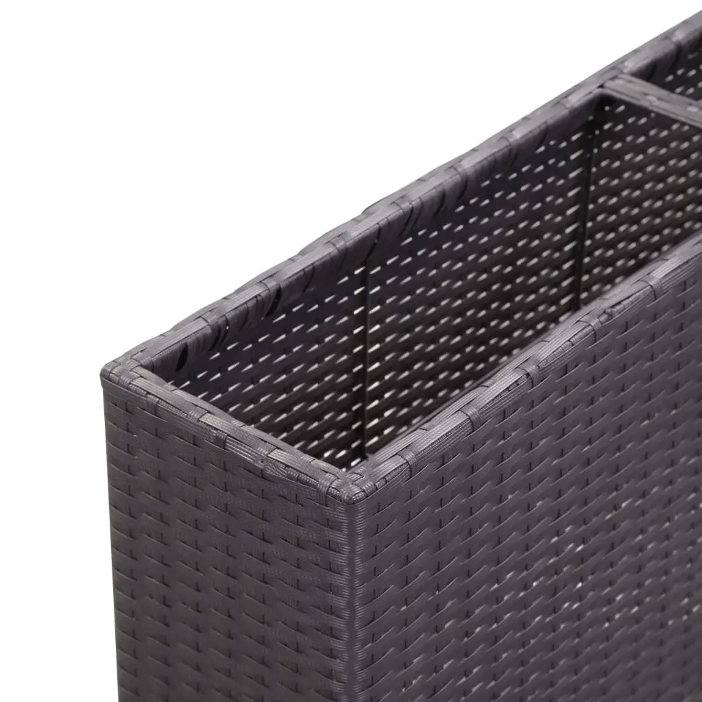 vidaXL Garden Raised Bed with 3 Pots 150x20x40 cm Poly Rattan Black